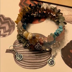 Hand Crafted Multi-Stone Bracelet and Earring Set